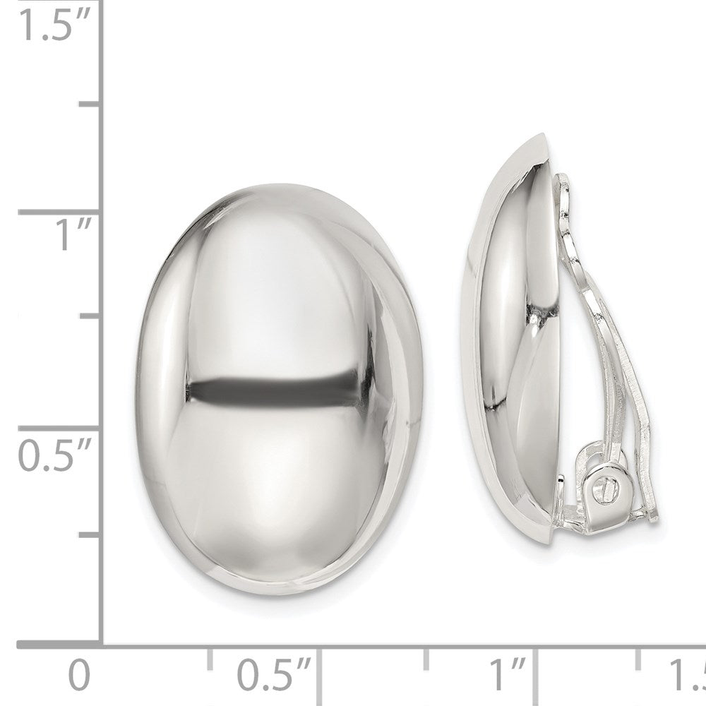 Sterlingsilber Poliert Non-pierced 25x18mm Oval Knopf Ohrringe