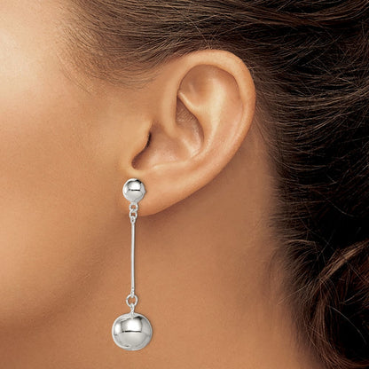 Sterlingsilber Poliert 14mm Kugel Stecker Ohrhänger