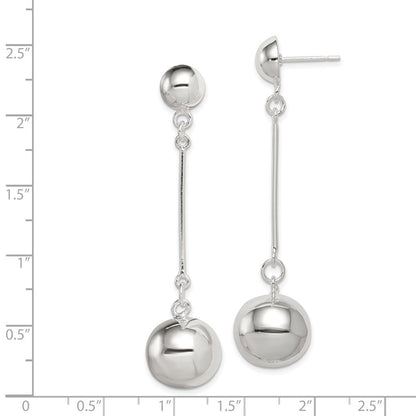 Sterlingsilber Poliert 14mm Kugel Stecker Ohrhänger