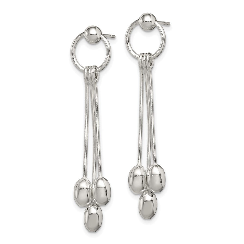 Sterlingsilber Poliert Multi-strand Oval Gekugelt Stecker Ohrhänger