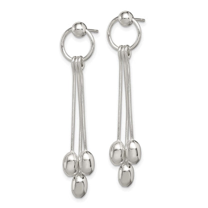 Sterlingsilber Poliert Multi-strand Oval Gekugelt Stecker Ohrhänger