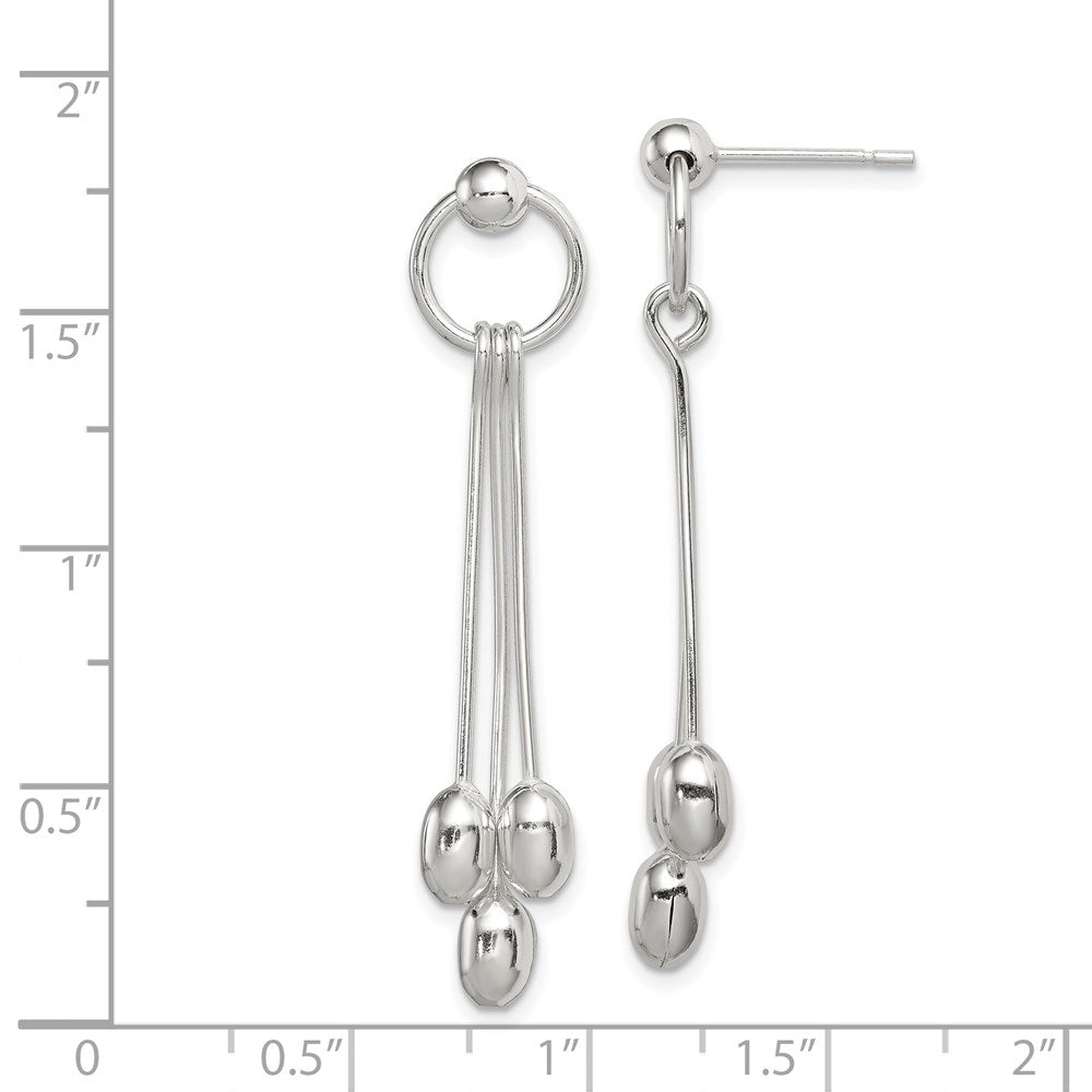 Sterlingsilber Poliert Multi-strand Oval Gekugelt Stecker Ohrhänger