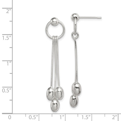 Sterlingsilber Poliert Multi-strand Oval Gekugelt Stecker Ohrhänger