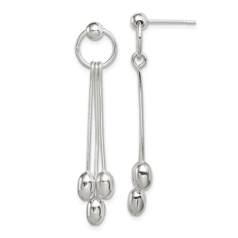 Sterlingsilber Poliert Multi-strand Oval Gekugelt Stecker Ohrhänger