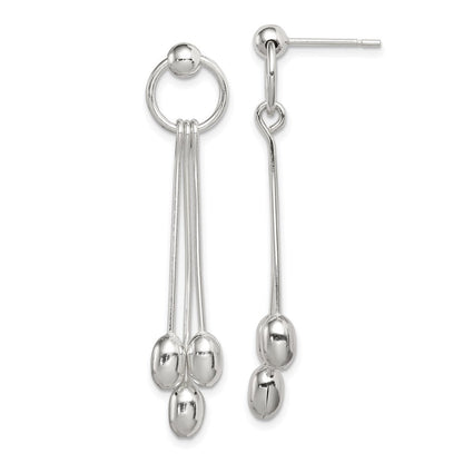 Sterlingsilber Poliert Multi-strand Oval Gekugelt Stecker Ohrhänger