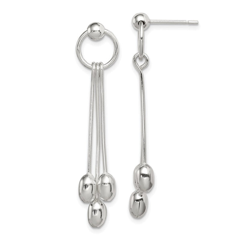 Sterlingsilber Poliert Multi-strand Oval Gekugelt Stecker Ohrhänger