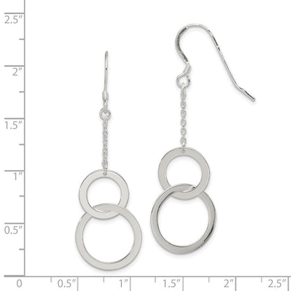 Sterlingsilber Poliert Kette & Doppelt Kreis Ohrhänger