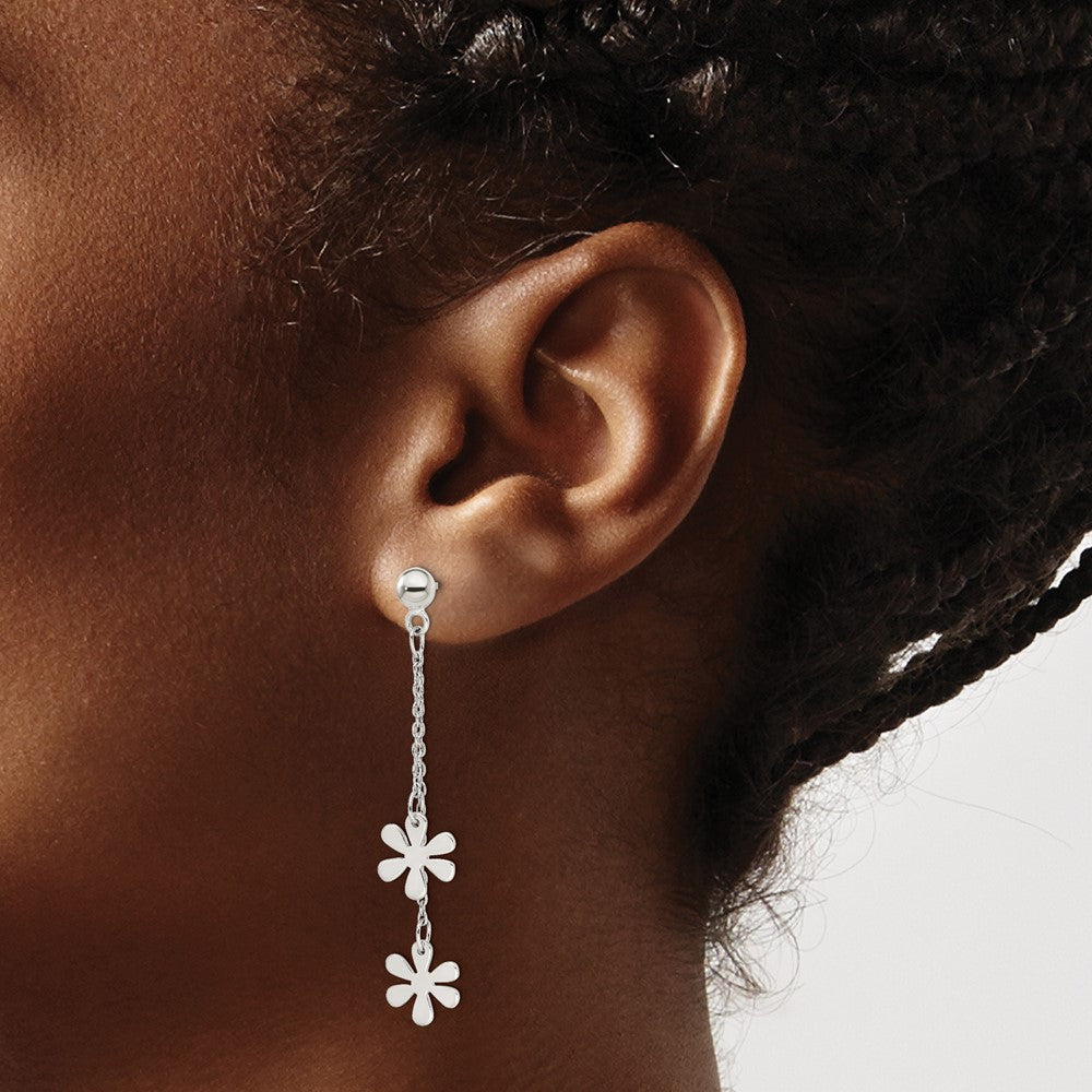 Sterlingsilber Blume Hängend Stecker Ohrring