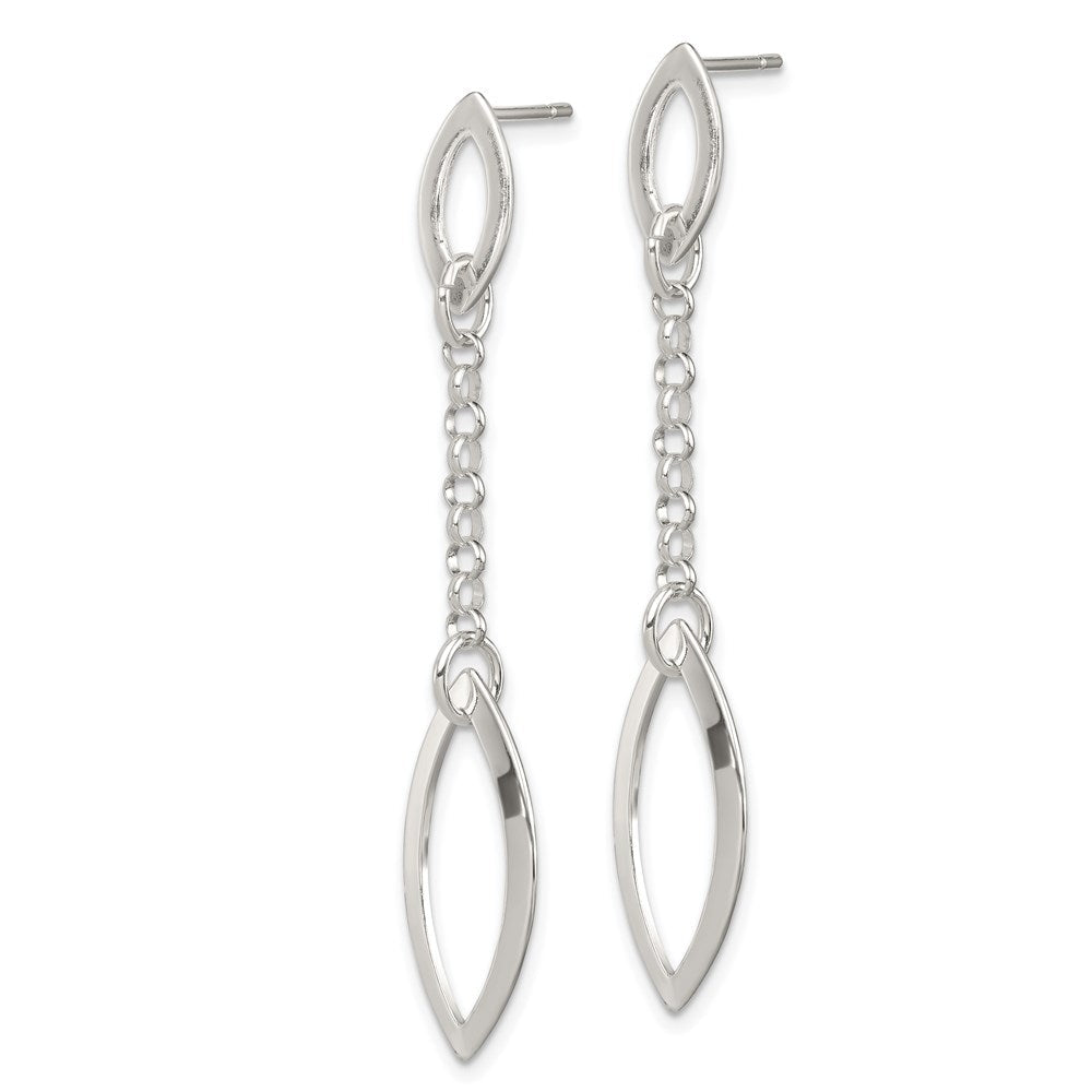 Sterlingsilber Poliert Marquise Shapes & Kette Stecker Ohrhänger