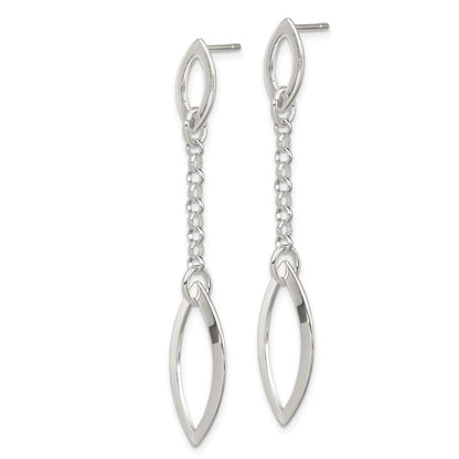 Sterlingsilber Poliert Marquise Shapes & Kette Stecker Ohrhänger