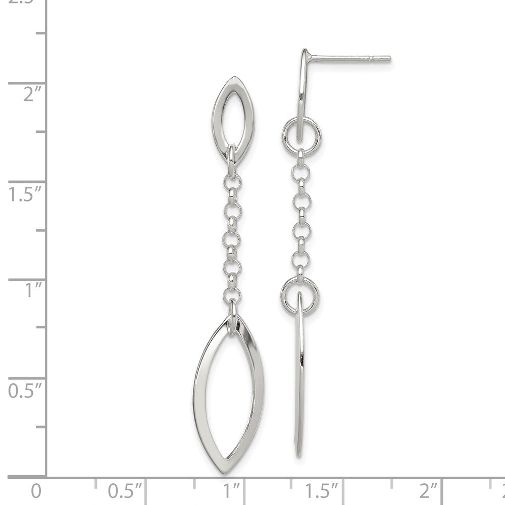 Sterlingsilber Poliert Marquise Shapes & Kette Stecker Ohrhänger