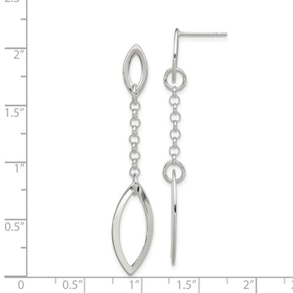 Sterlingsilber Poliert Marquise Shapes & Kette Stecker Ohrhänger