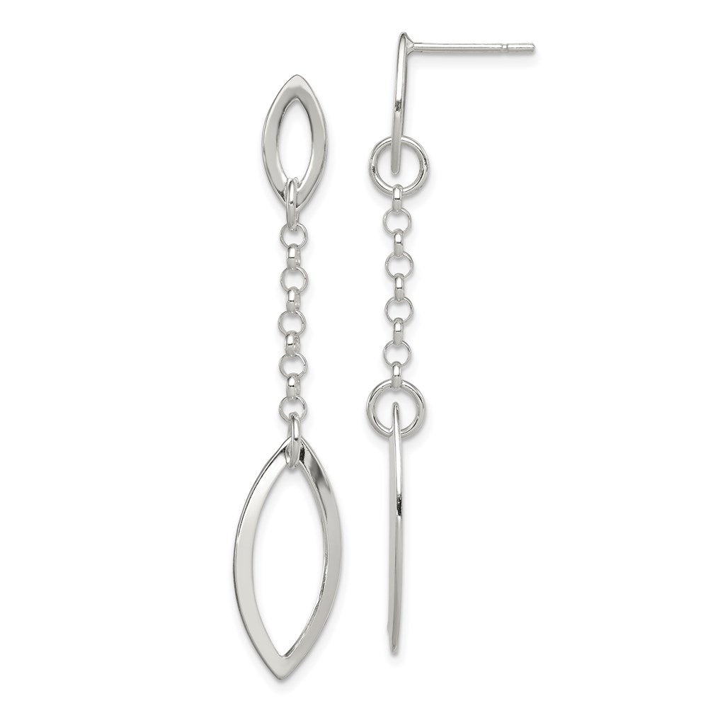 Sterlingsilber Poliert Marquise Shapes & Kette Stecker Ohrhänger