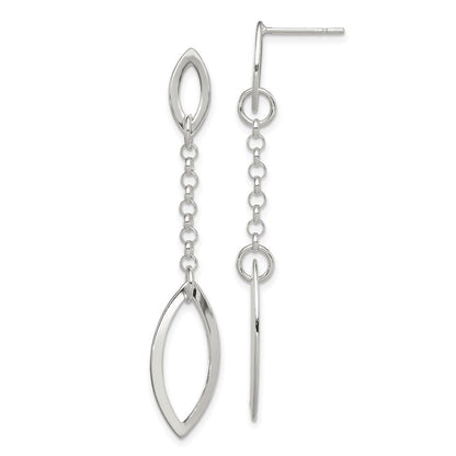 Sterlingsilber Poliert Marquise Shapes & Kette Stecker Ohrhänger