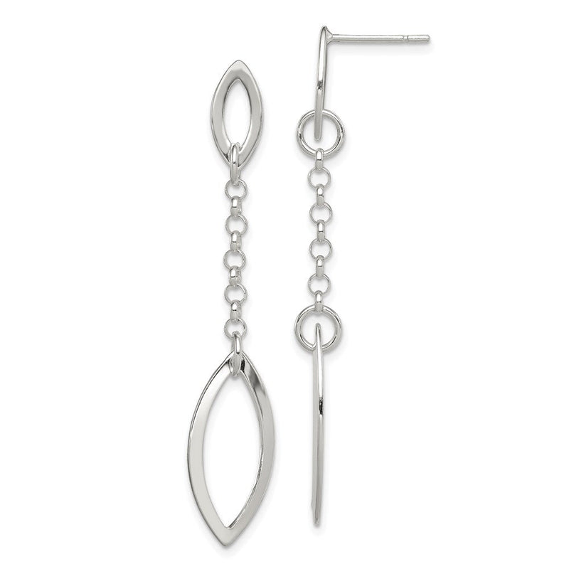 Sterlingsilber Poliert Marquise Shapes & Kette Stecker Ohrhänger