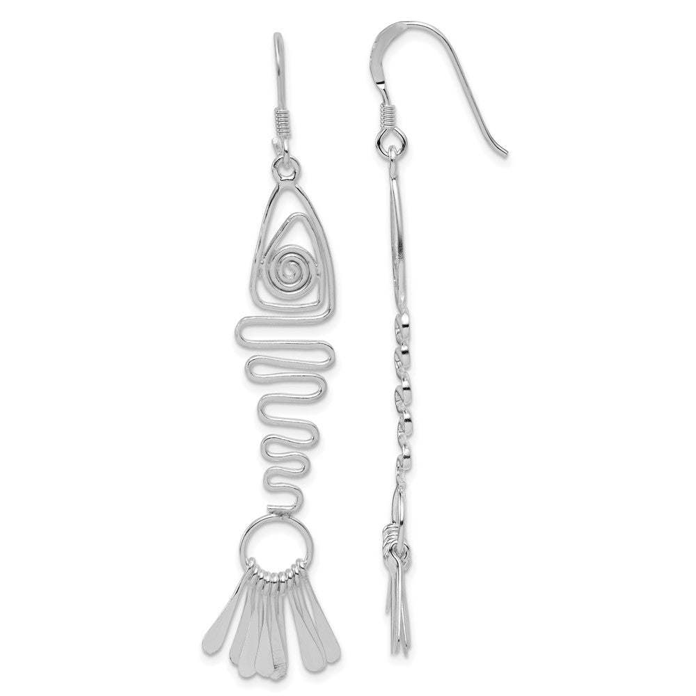 Sterlingsilber Poliert Fantasie Geometric Fisch Ohrringe
