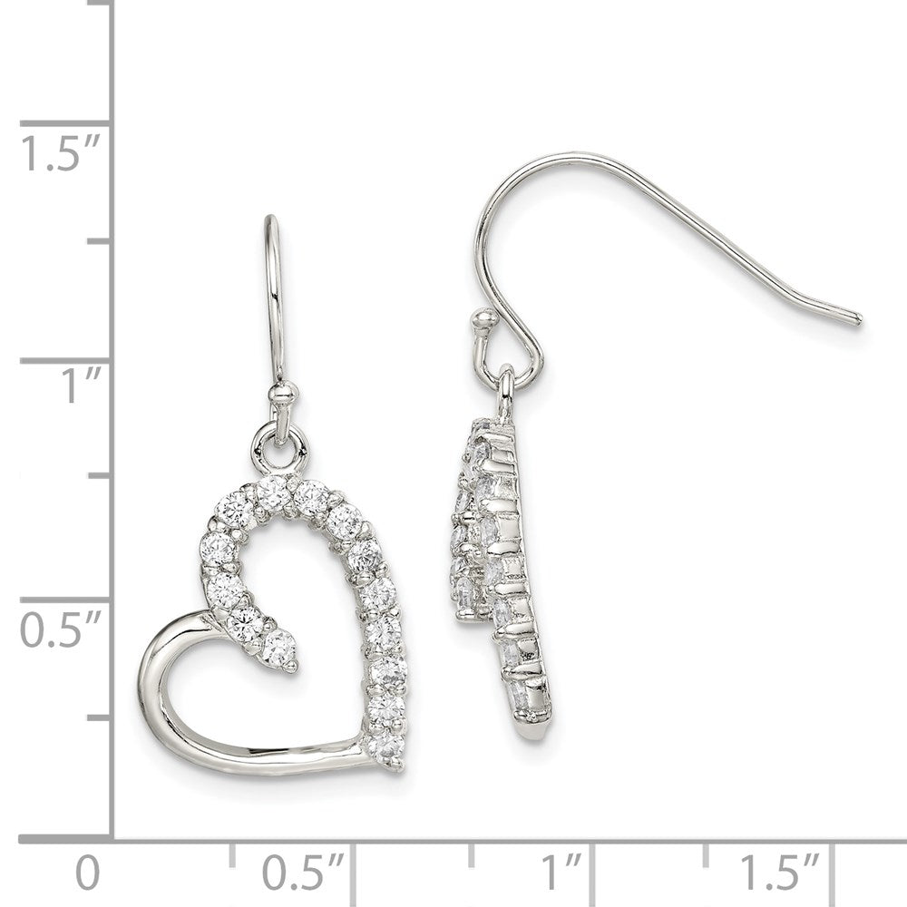 Sterlingsilber Rhodiniert Zirkonia Herz Ohrringe