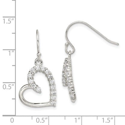 Sterlingsilber Rhodiniert Zirkonia Herz Ohrringe
