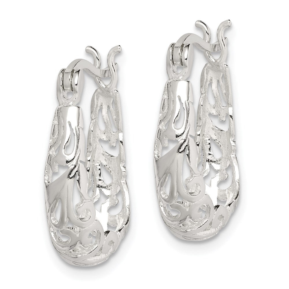Sterlingsilber Poliert Filigran Oval Creolen