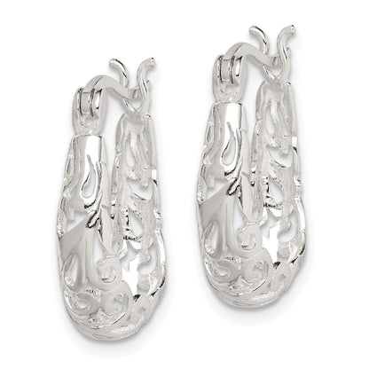 Sterlingsilber Poliert Filigran Oval Creolen