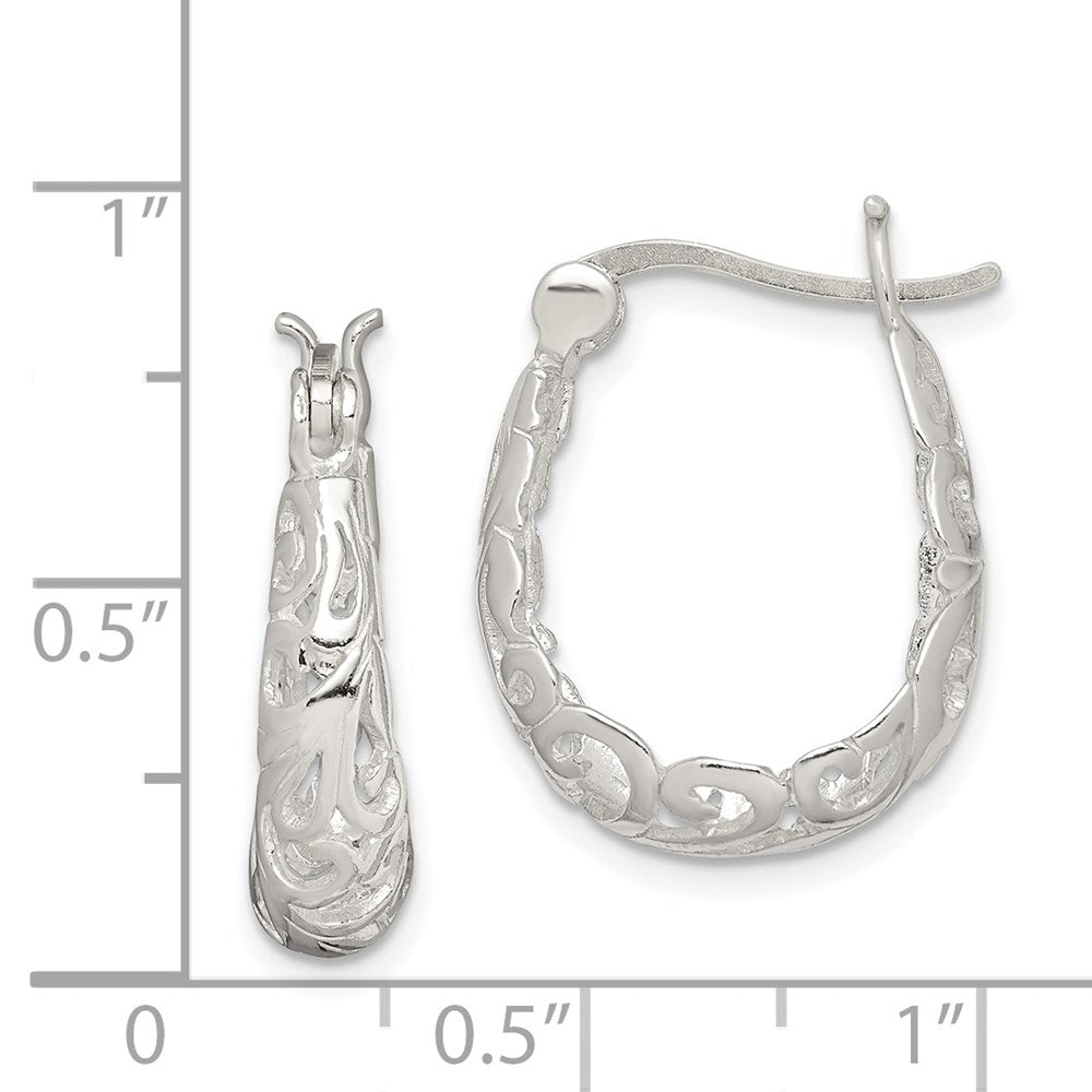 Sterlingsilber Poliert Filigran Oval Creolen