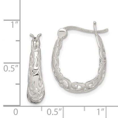Sterlingsilber Poliert Filigran Oval Creolen