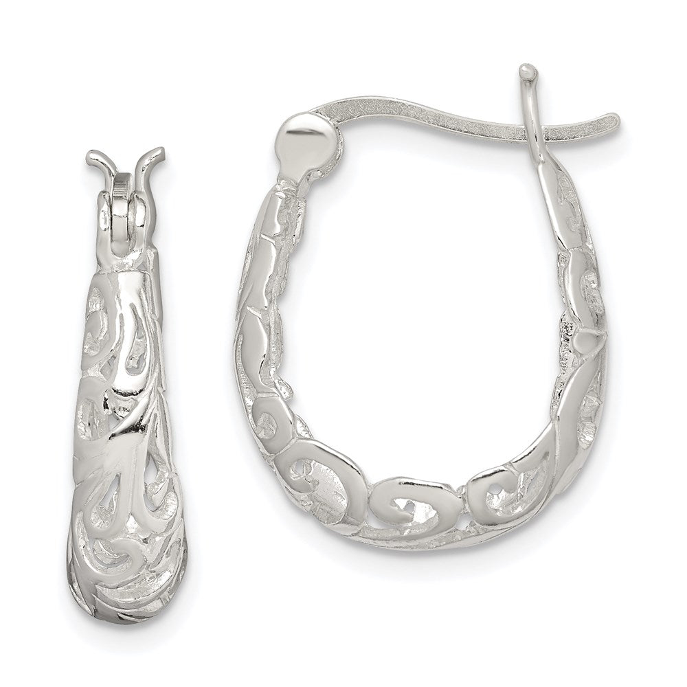 Sterlingsilber Poliert Filigran Oval Creolen