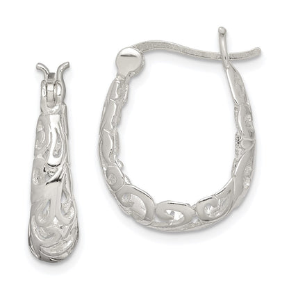 Sterlingsilber Poliert Filigran Oval Creolen