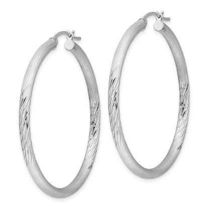 Sterlingsilber Rhodiniert 3mm Poliert/satin Diamantiert Creolen