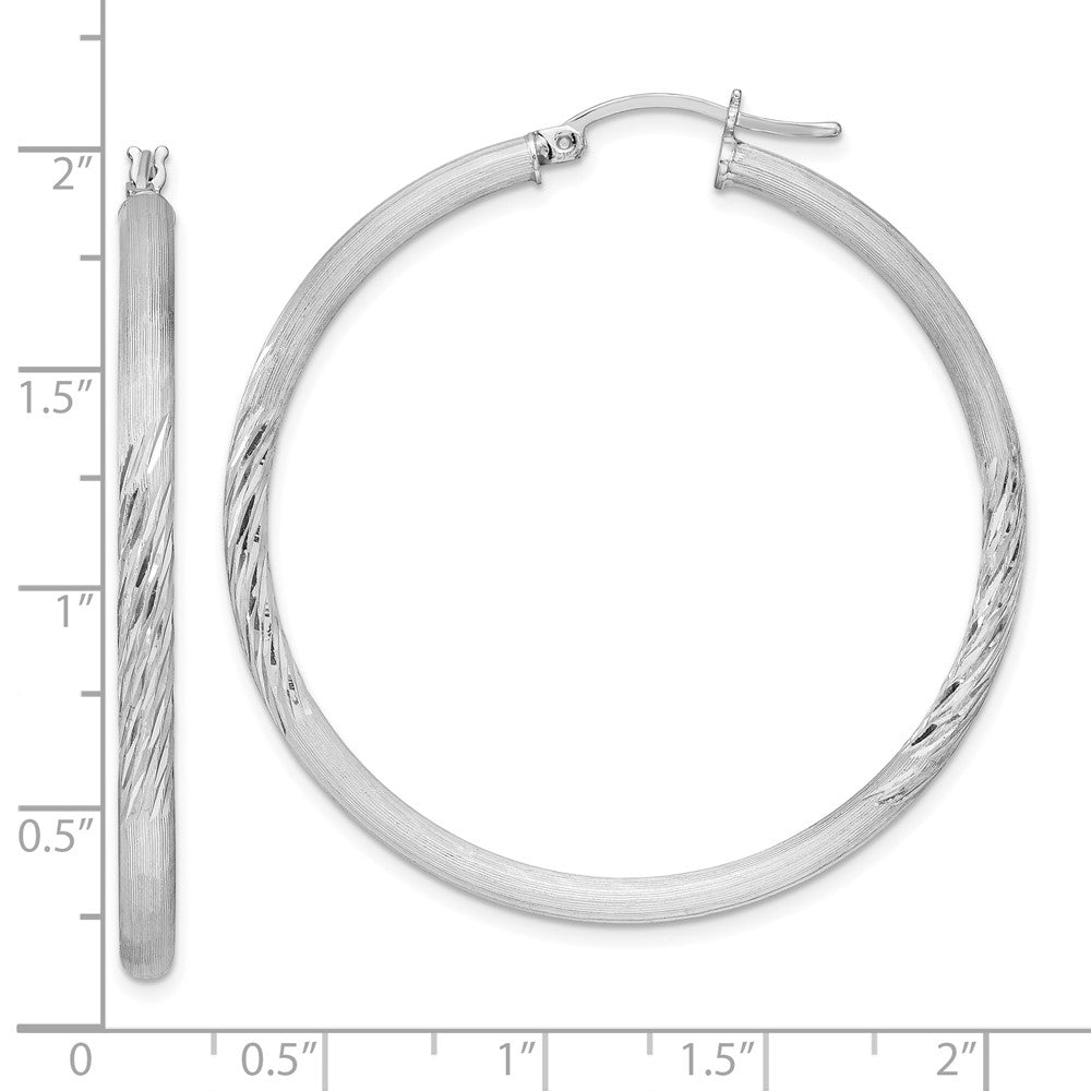 Sterlingsilber Rhodiniert 3mm Poliert/satin Diamantiert Creolen