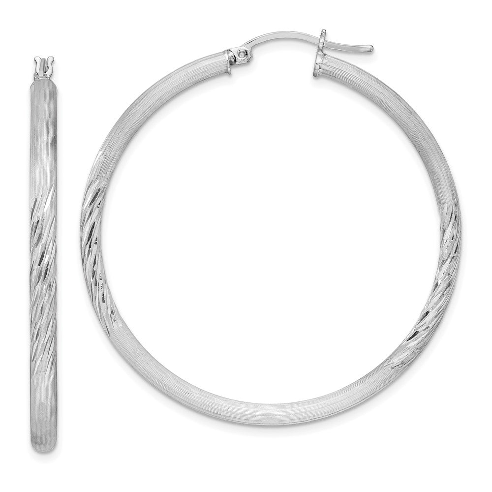 Sterlingsilber Rhodiniert 3mm Poliert/satin Diamantiert Creolen