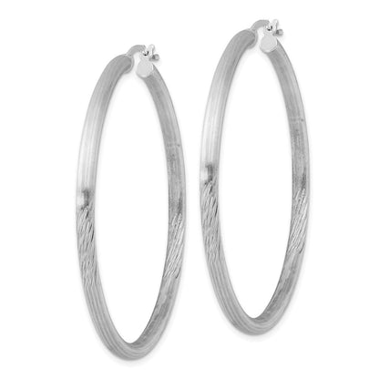 Sterlingsilber Rhodiniert 3mm Poliert/satin Diamantiert Creolen
