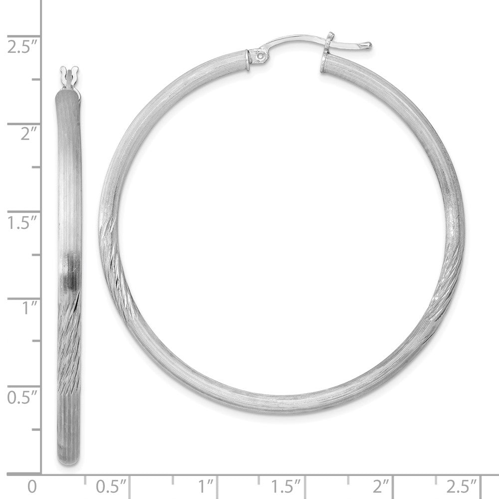 Sterlingsilber Rhodiniert 3mm Poliert/satin Diamantiert Creolen