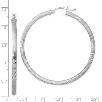 Sterlingsilber Rhodiniert 3mm Poliert/satin Diamantiert Creolen