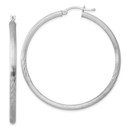Sterlingsilber Rhodiniert 3mm Poliert/satin Diamantiert Creolen