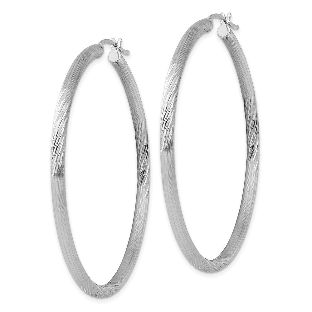 Sterlingsilber Rhodiniert 3mm Poliert/satin Diamantiert Creolen