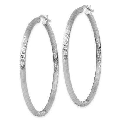 Sterlingsilber Rhodiniert 3mm Poliert/satin Diamantiert Creolen