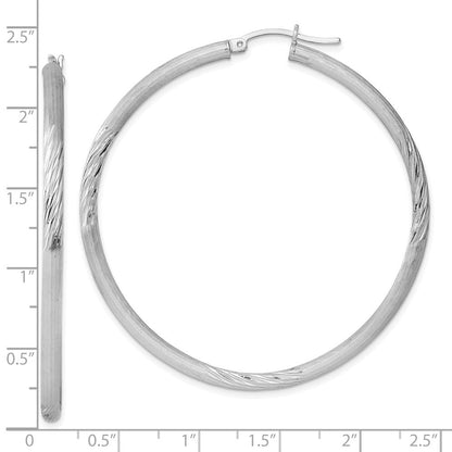Sterlingsilber Rhodiniert 3mm Poliert/satin Diamantiert Creolen