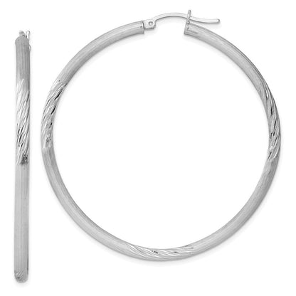 Sterlingsilber Rhodiniert 3mm Poliert/satin Diamantiert Creolen