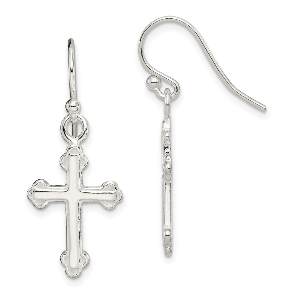 Sterlingsilber Poliert Knospend Kreuz Ohrhänger