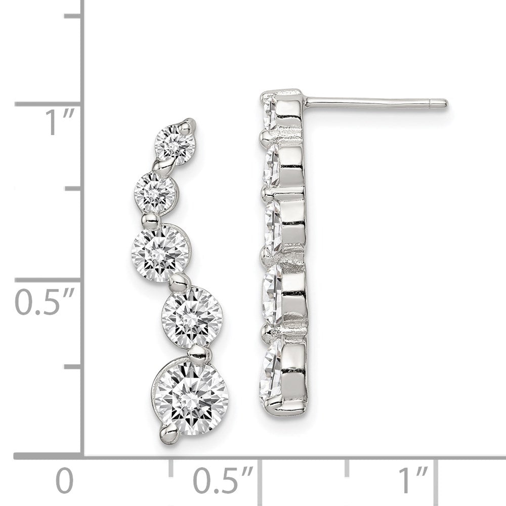 Sterlingsilber Rhodiniert Poliert Zirkonia Journey Ohrstecker