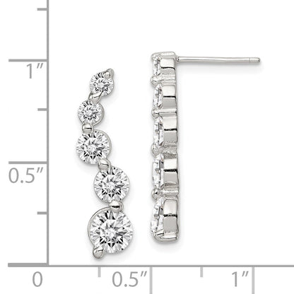 Sterlingsilber Rhodiniert Poliert Zirkonia Journey Ohrstecker