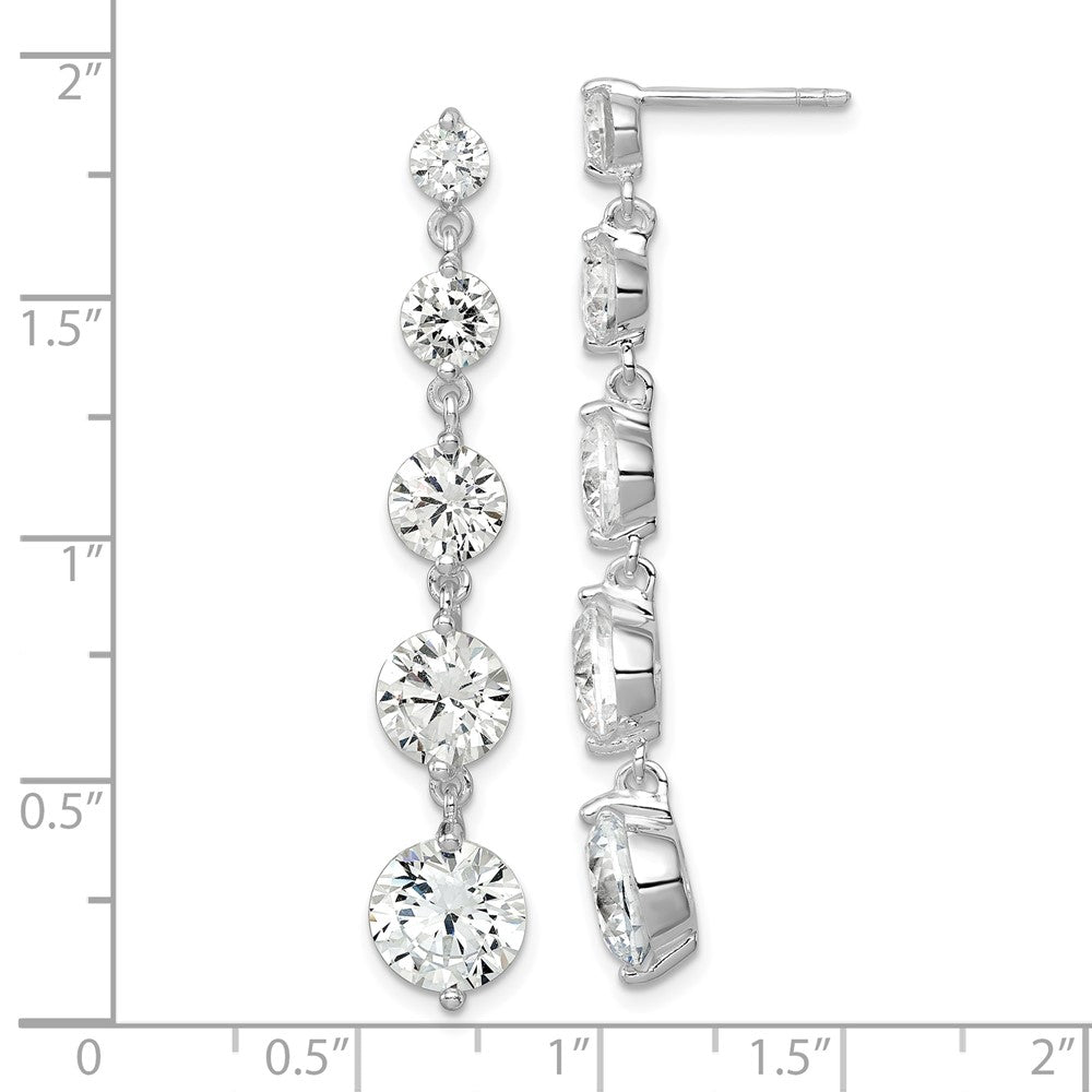 Sterlingsilber Rhodiniert Klar Zirkonia Journey Hängend Ohrstecker