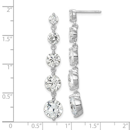 Sterlingsilber Rhodiniert Klar Zirkonia Journey Hängend Ohrstecker