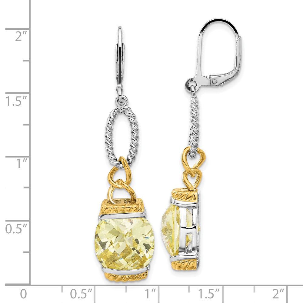 Sterlingsilber mit Goldfarben Vermeil Licht Gelb Zirkonia Ohrhänger
