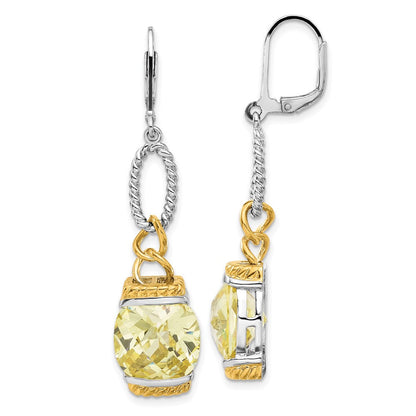 Sterlingsilber mit Goldfarben Vermeil Licht Gelb Zirkonia Ohrhänger