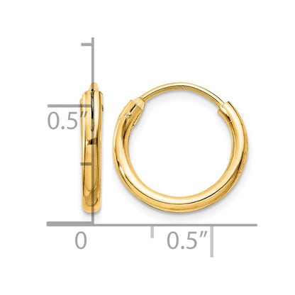 Sterlingsilber Glanz Vergoldet 2mm Endlos Creolen