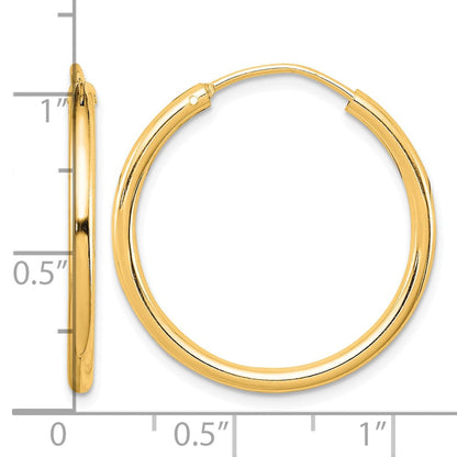 Sterlingsilber Glanz Vergoldet 2mm Endlos Creolen