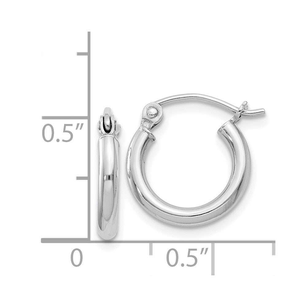 Sterlingsilber Rhodiniert 2mm Rund Creolen
