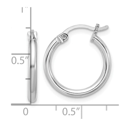 Sterlingsilber Rhodiniert 2mm Rund Creolen